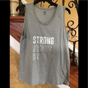 Everlast Tank Style Top with Metallic Silver Inspirational Saying Size M